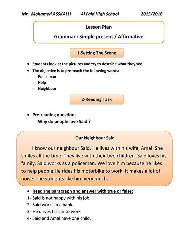 Communicative English Lesson Plan For Primary School