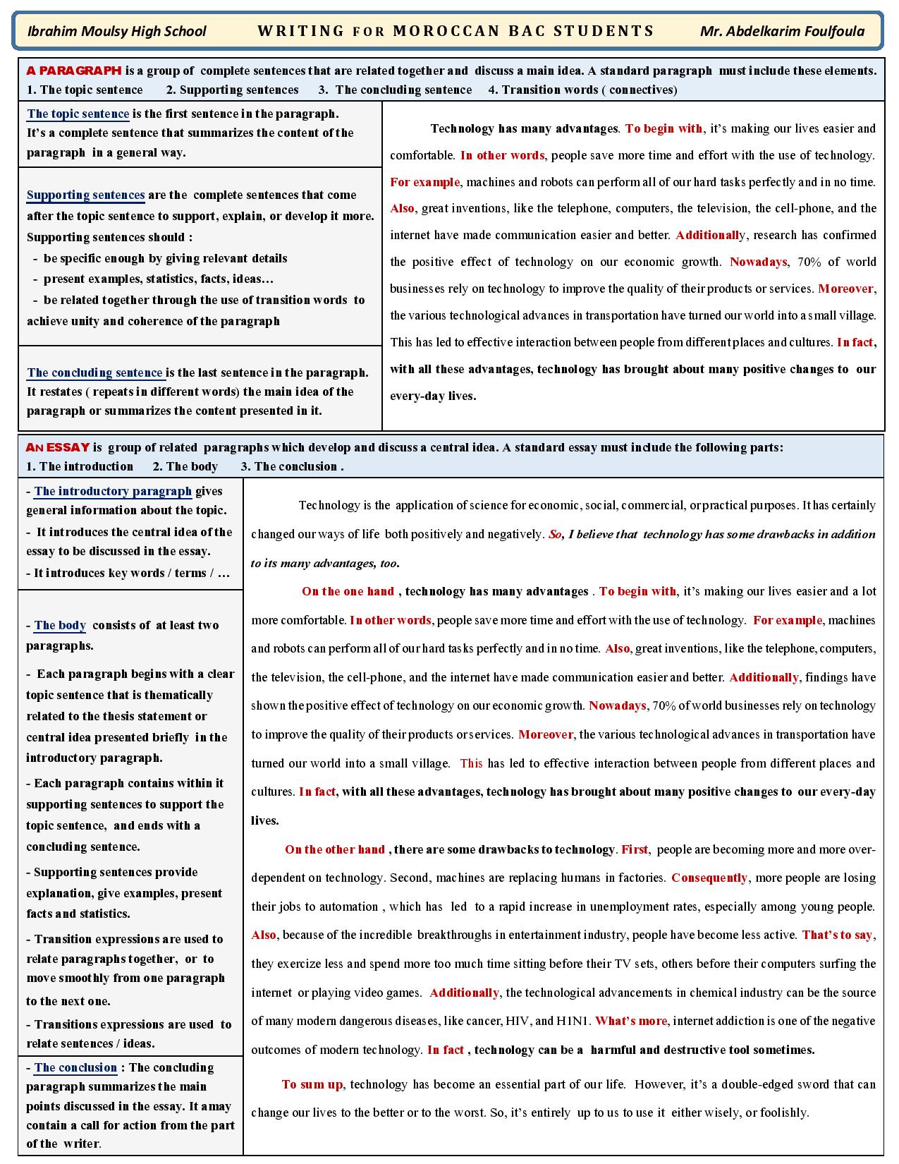 Which paragraph contains. Discussion essay. Discussion essay Sample. Coherence Academic paragraph. The jobs of supporting sentences'.