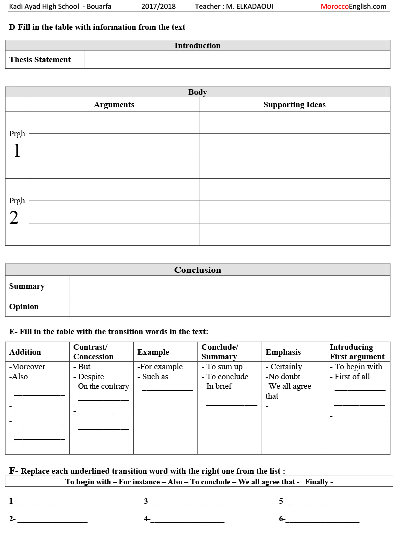 Demo Lesson Worksheets-2 - MoroccoEnglish